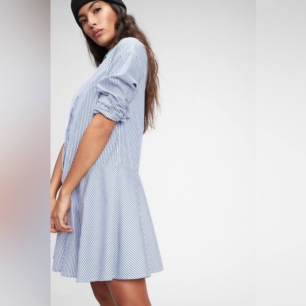 Gap Strip Flounce Mini Shirt Dress Size Medium